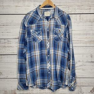 BKE Vintage Western Plaid Long Sleeve Shirt | 2XL